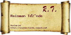 Reisman Tünde névjegykártya